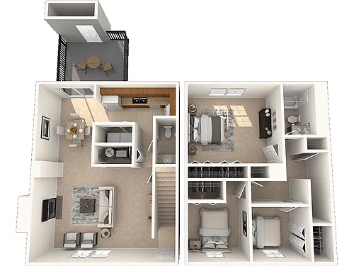 Floor plan Three Bedroom Townhome