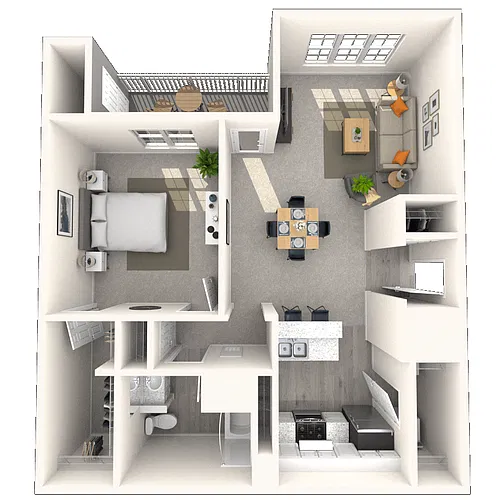 Floor plan Traditional 1x1 709-976 SF
