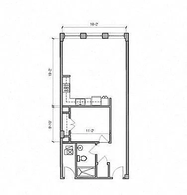 Floor plan TORI - 1 Bed 1 Bath 16-S