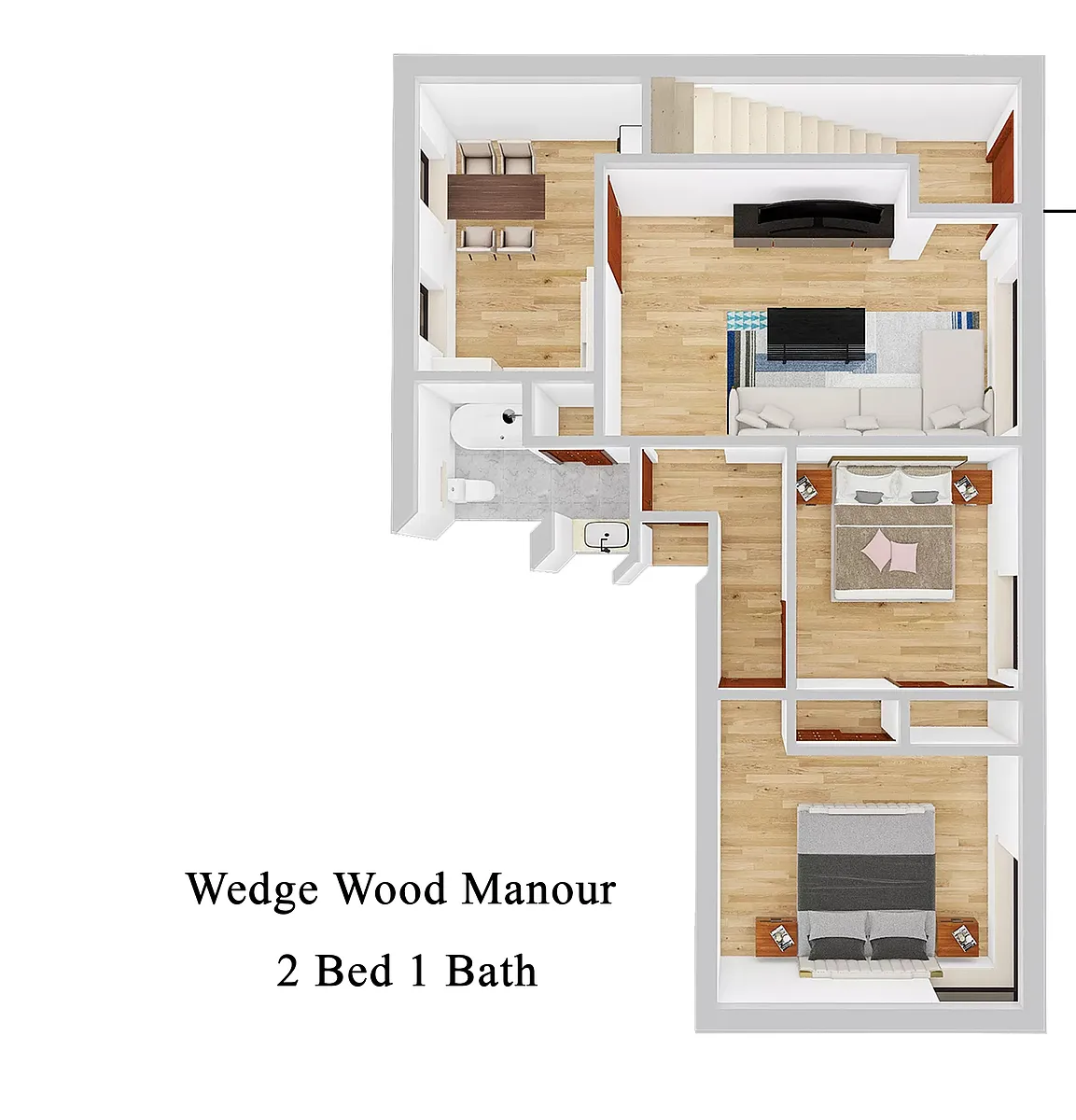 Floor plan 1 Bedroom and Office - 4 Room Unit