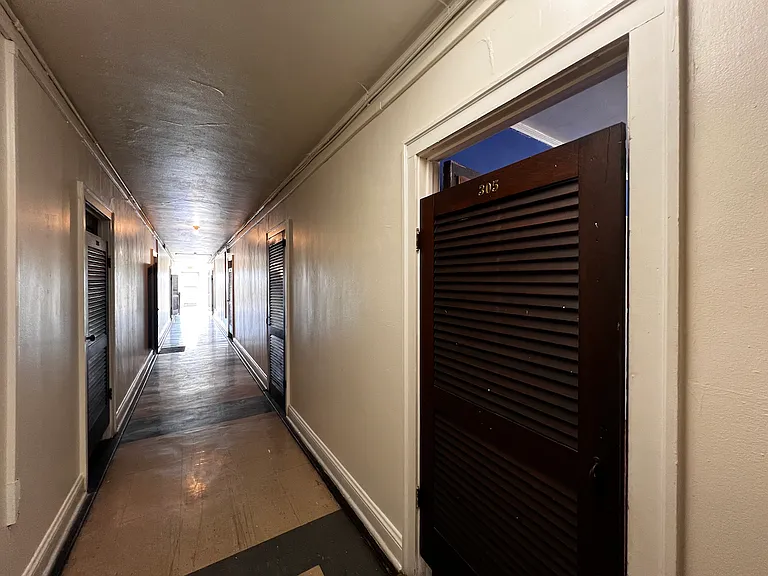 Looking westward in the hallway - towards the fire escape.