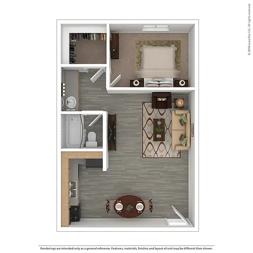 Floor plan One Bedroom West - Classic