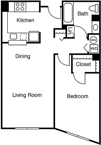 Floor plan 1 Bedroom K