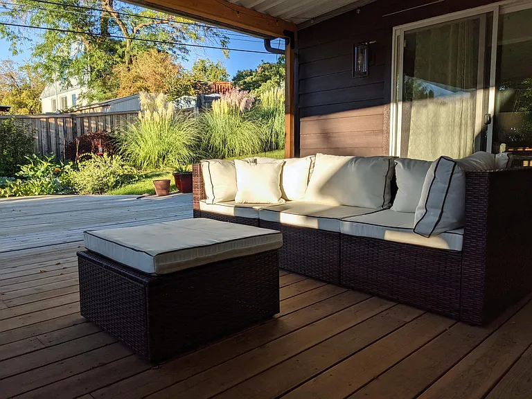 Covered deck and backyard