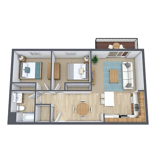 Floor plan Two Bedroom 21B