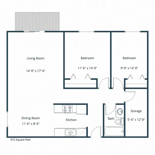 Floor plan Two Bedroom 21A