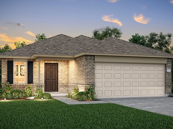 The Becket, a one-story home with 2-car garage, shown with Home Exterior N