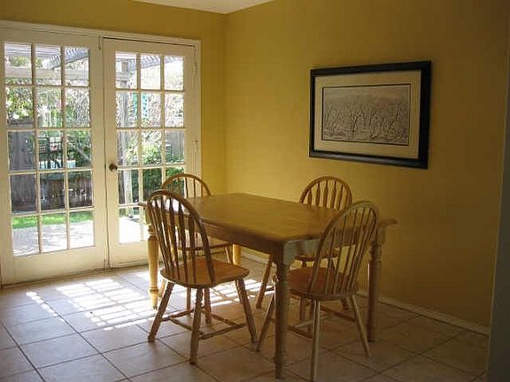 Sunny breakfast nook with French doors