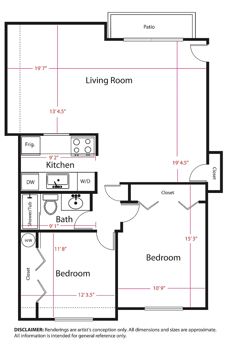 Floor plan 2 Bed 1 Bath Remodel