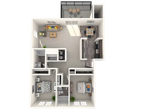 Floor plan Two Bedroom Two Bath Apartment