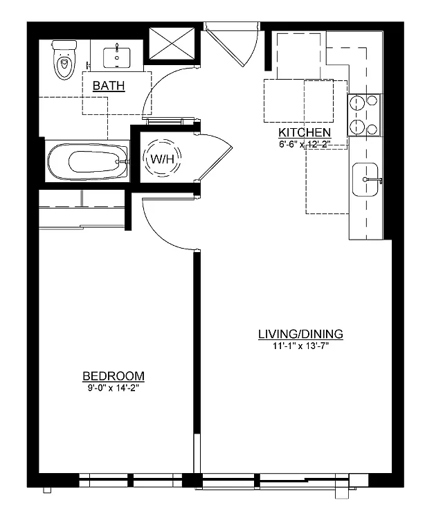 Floor plan 1 Bedroom Type A