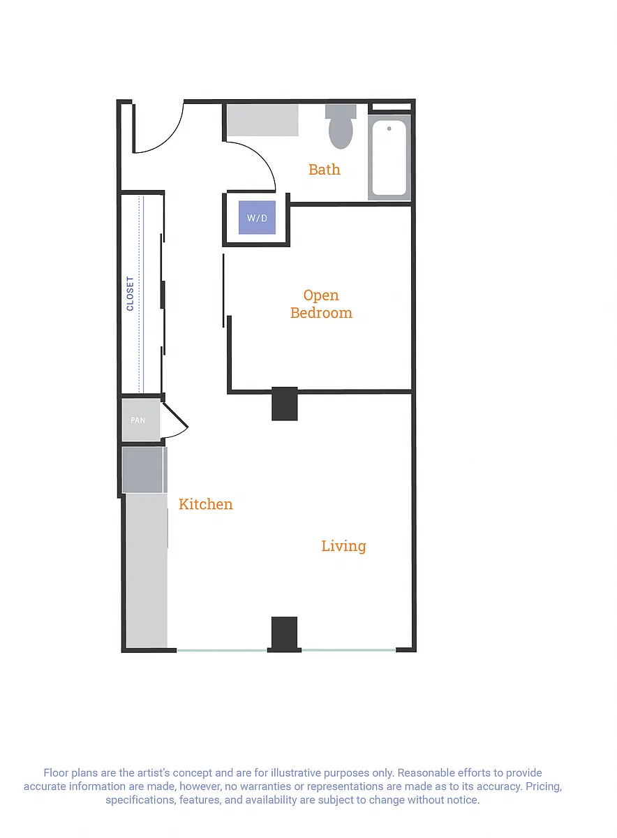 Floor plan Urban 1 Bedroom A