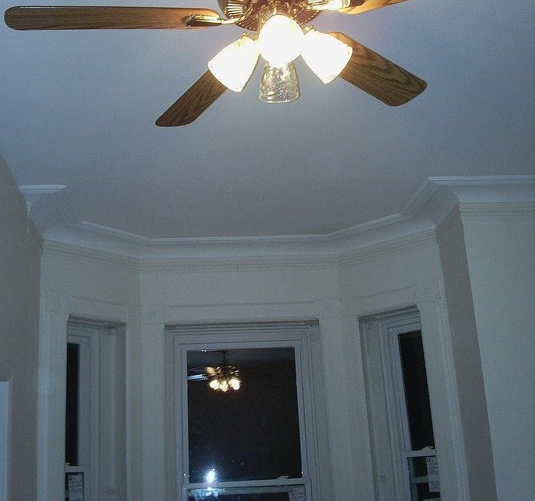 living room and fan
