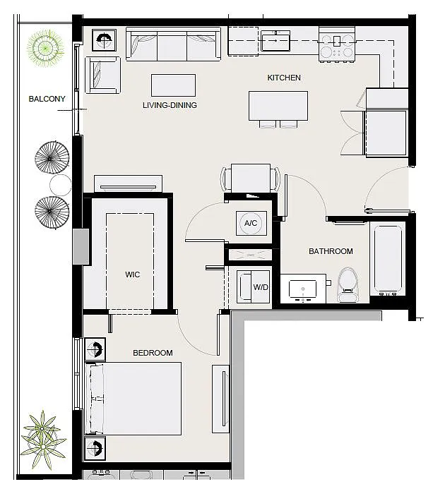 Floor plan 1x1 - 610sqft - A8 - W120