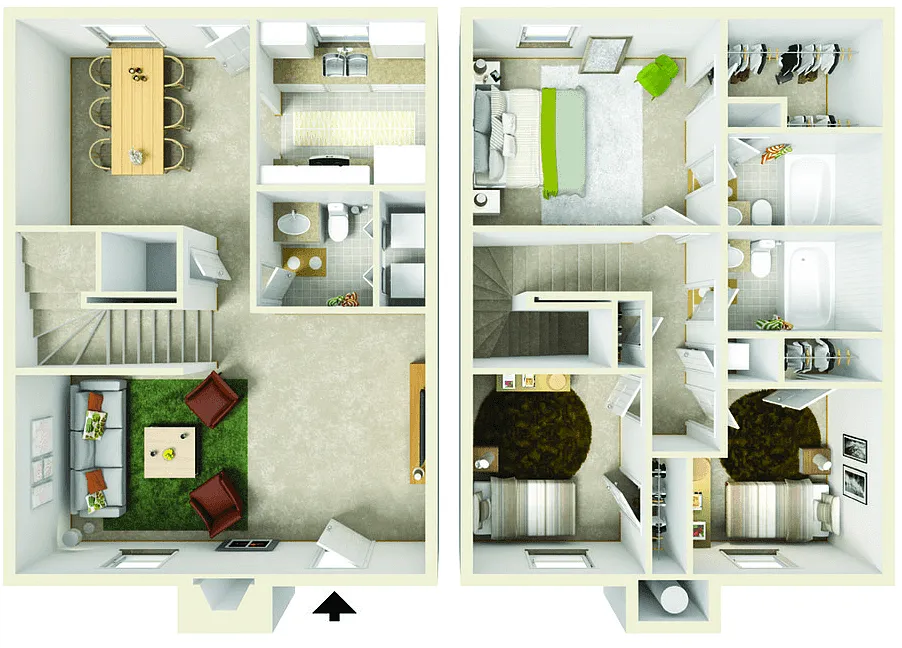 Floor plan Three Bedroom Townhouse