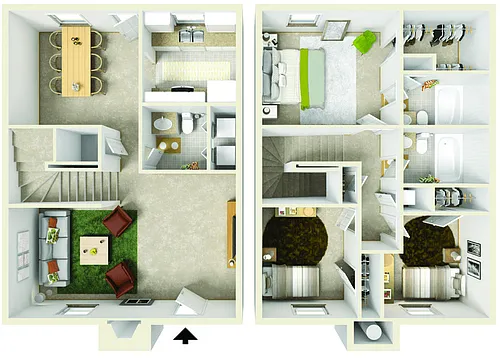 Floor plan Three Bedroom Townhouse