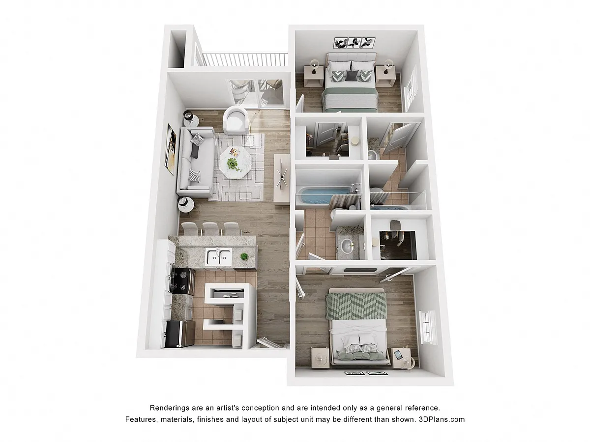 Floor plan 2 Bed/ 2 Bath B1