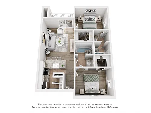 Floor plan 2 Bed/ 2 Bath B1