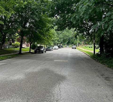 Tree lined street looking West to South Grand