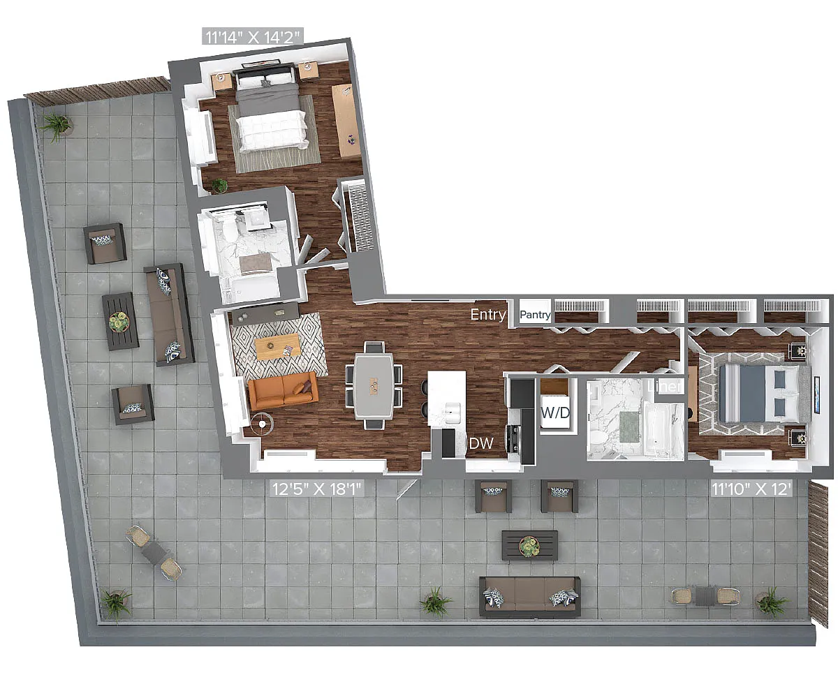 Floor plan B1-PH06-1138sq-terrance