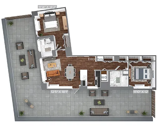 Floor plan B1-PH06-1138sq-terrance