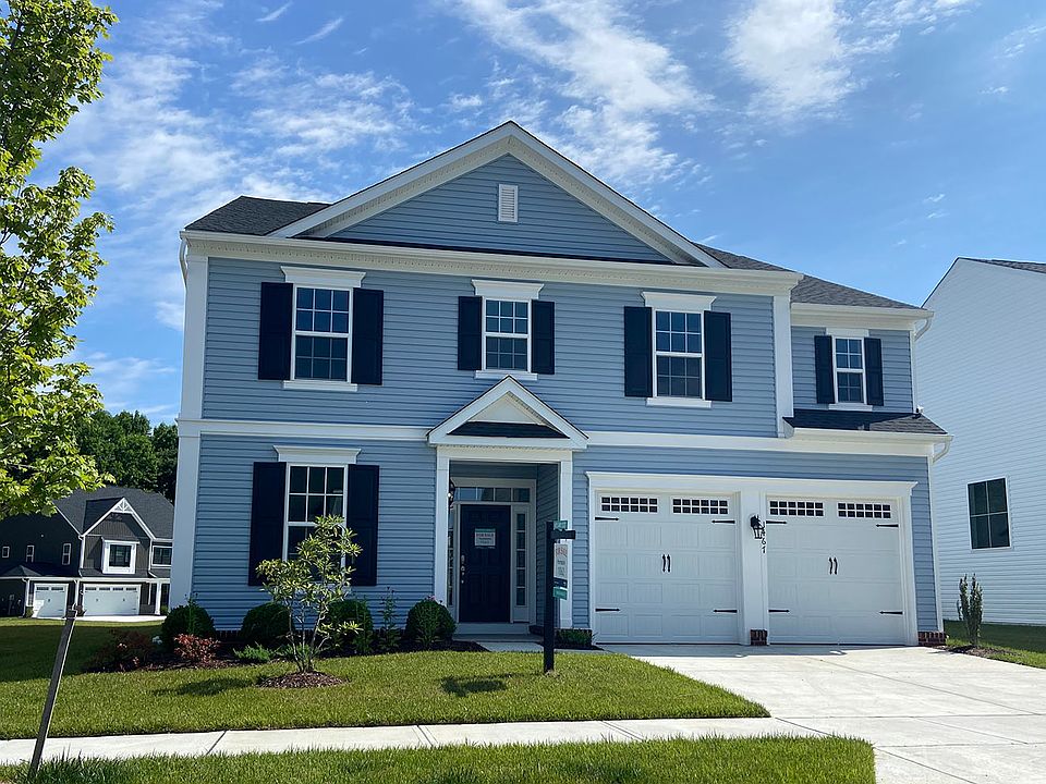 The exterior of the Summerfield on homesite 114 at Lakeside at Trappe.