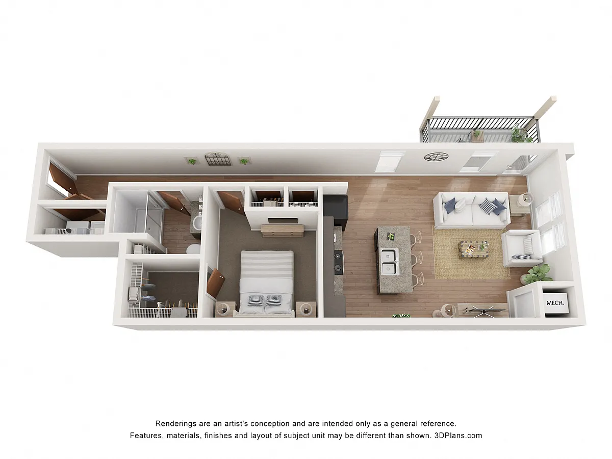 Floor plan Woodland 1 Bedroom 1 Bathroom