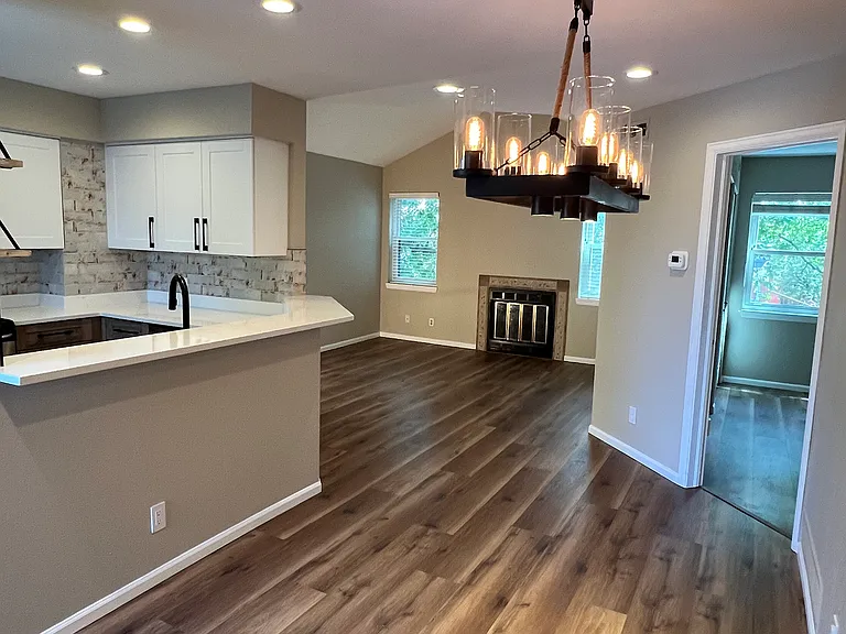 Living area with recessed lighting