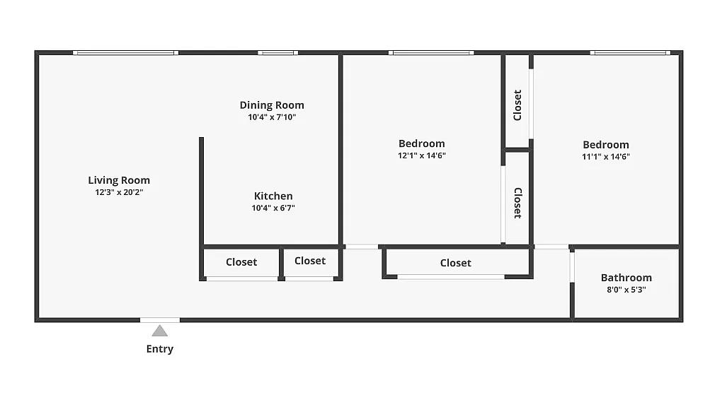Floor plan 2 Bed 1 Bath