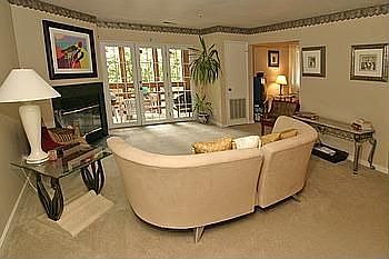 Living Room with Balcony and Fireplace