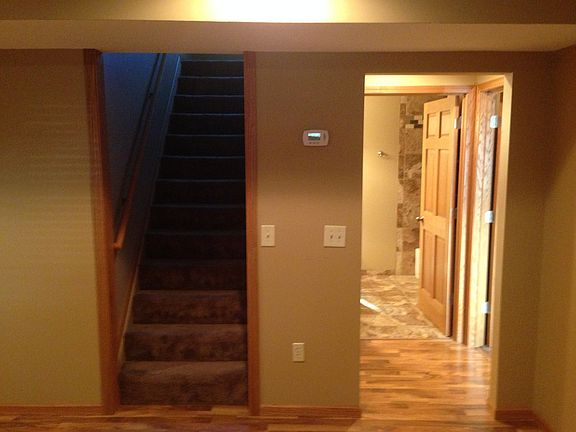 bathroom , stairs up