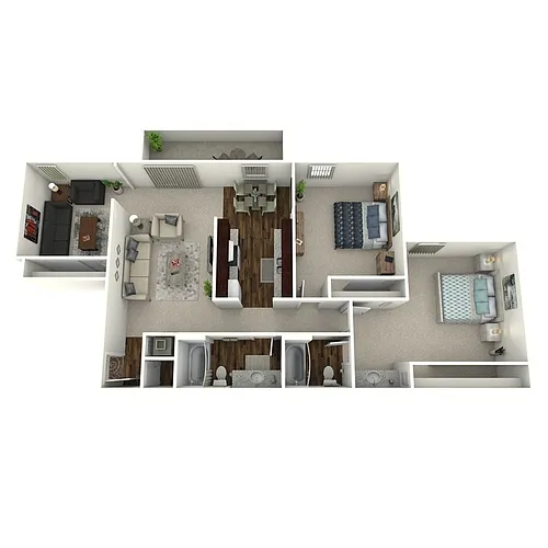 Floor plan Timbers- 2 Bed 2 Bath with Den