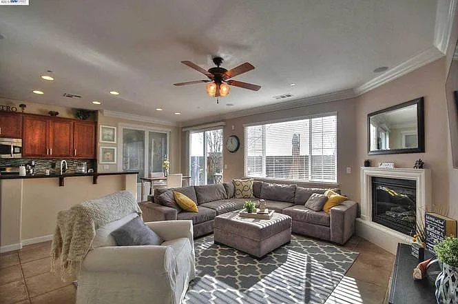 second living room with fireplace