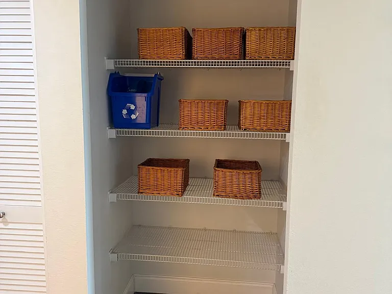 Storage closet with baskets