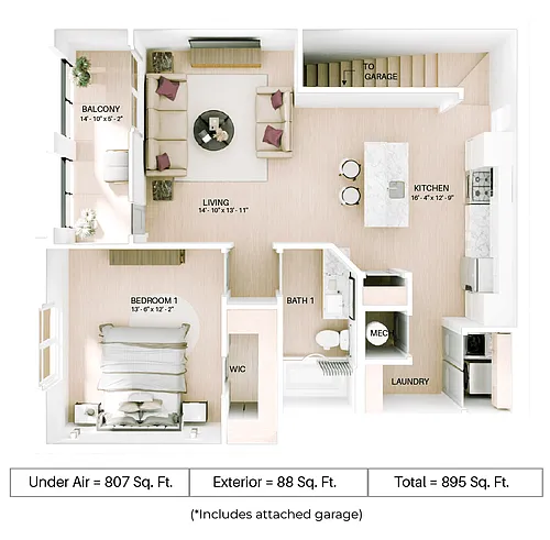 Floor plan A2U - Attached Garage
