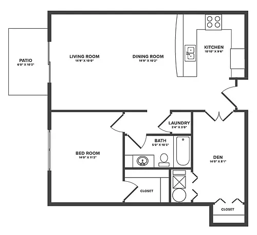 Floor plan Caspian - 1Bed + Flex Space