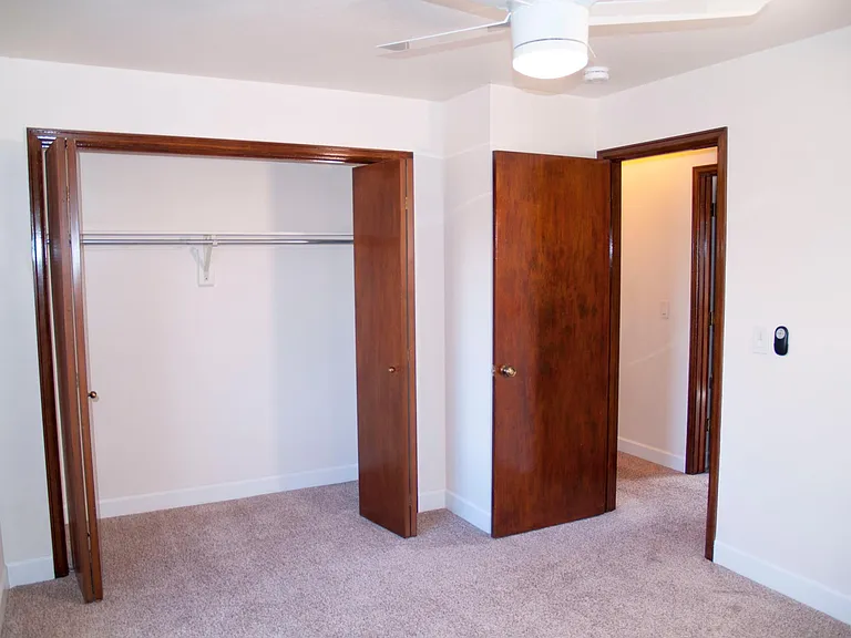Northwest bedroom showing large closets