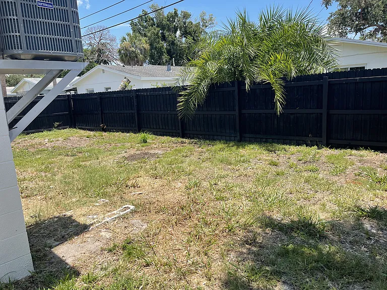 fenced back yard