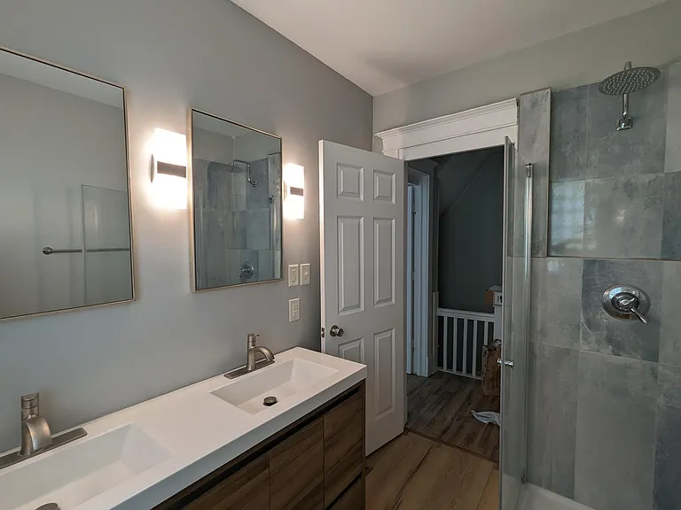 Two sink vanity on second floor