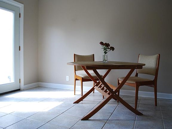 Dining area with view of patio.