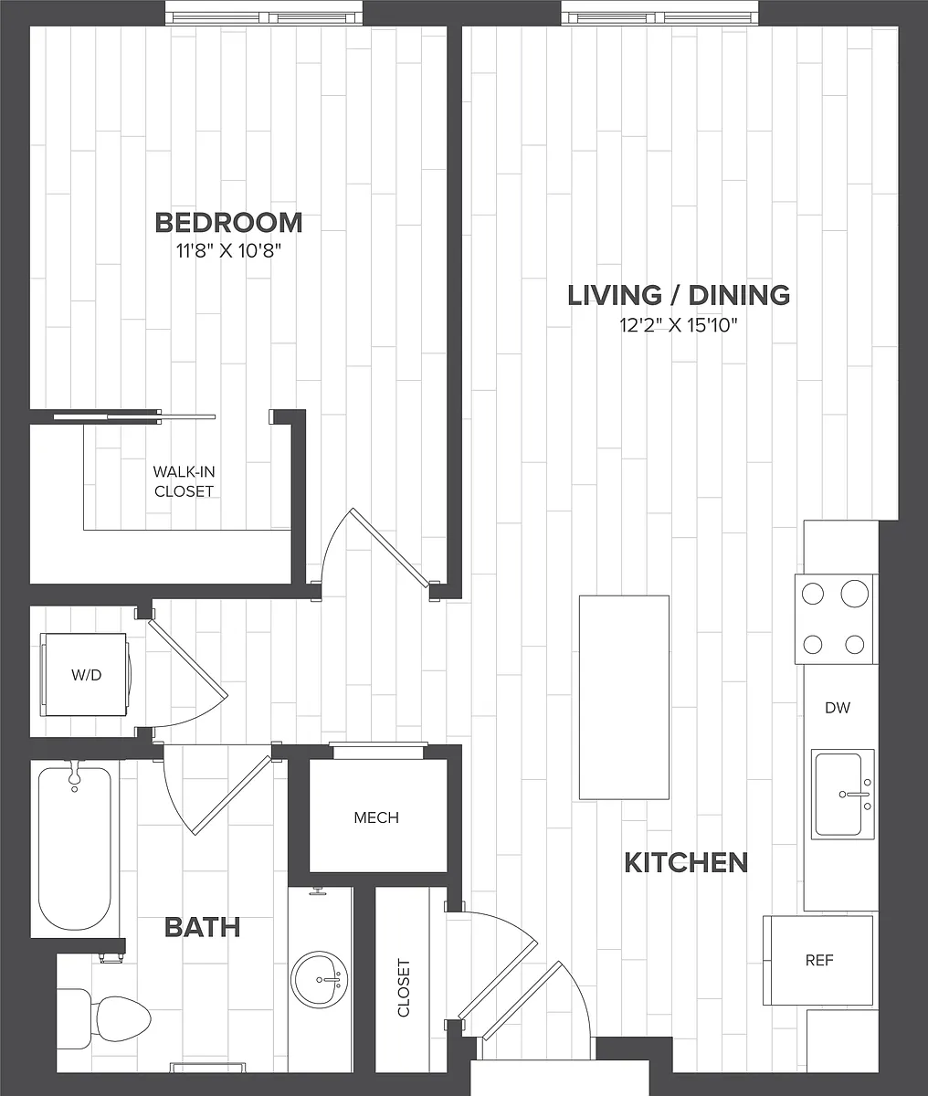 Floor plan 1 Bed-1 Bath-A1