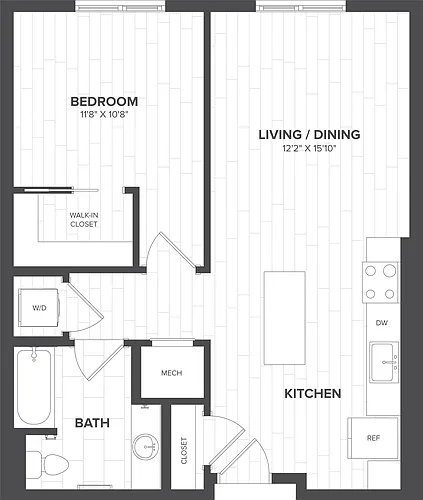 Floor plan 1 Bed-1 Bath-A1