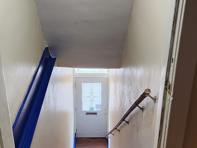 Looking down the stairs to the entrance