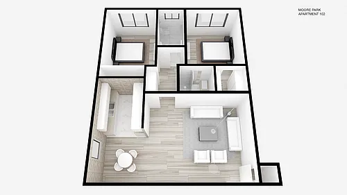Floor plan Two Bed ~ One Bath