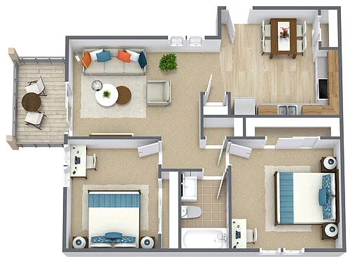 Floor plan 2 BR 1 BA - Remodel