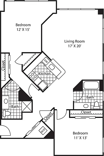 Floor plan Two Bedroom 1311 A