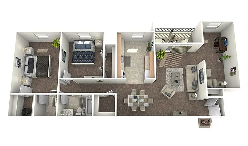Floor plan 2 Bedroom with Den
