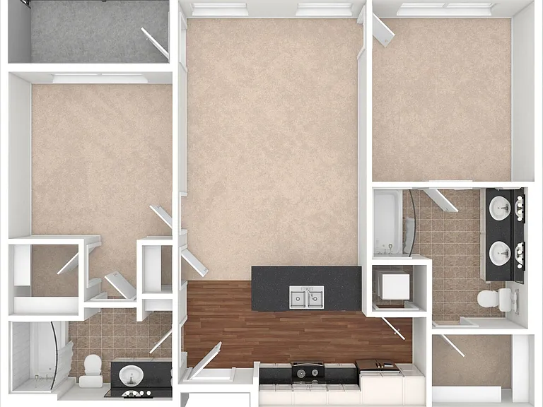 2 BD / 2 BA 1,000 SF