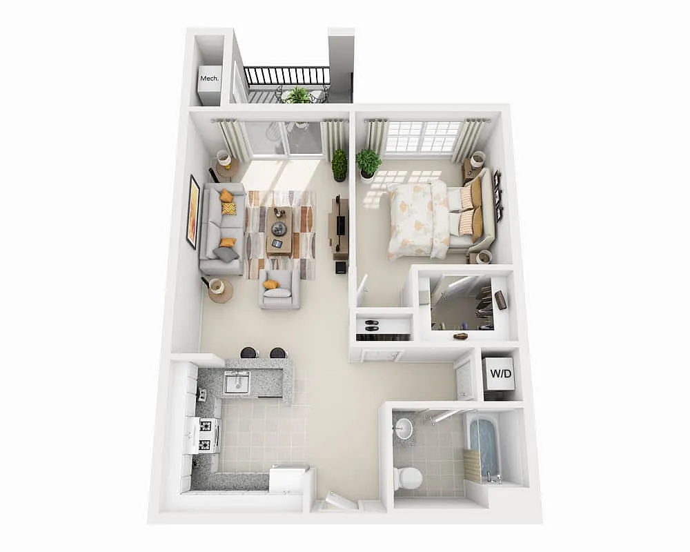 Floor plan One Bedroom A1A