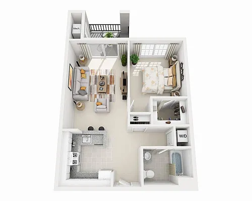 Floor plan One Bedroom A1A